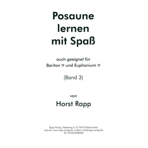 Horst Rapp Verlag Posaune lernen mit Spaß 3