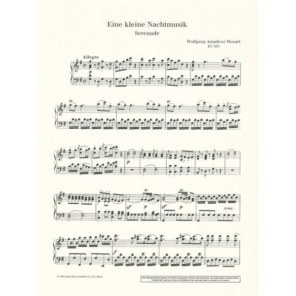 Schott Mozart Kleine Nachtmusik Piano