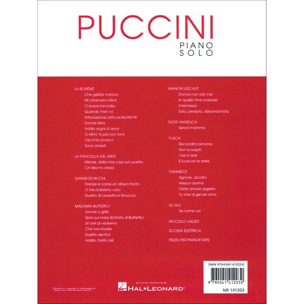 Ricordi Puccini Piano Solo