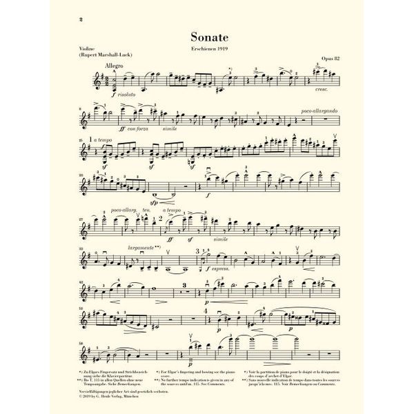 Henle Verlag Elgar Violinsonate op. 82