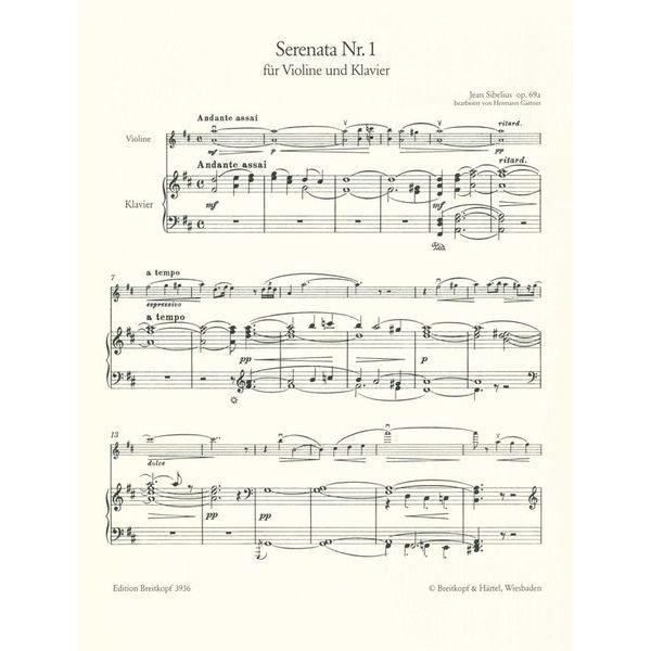 Breitkopf & Härtel Sibelius Serenata D-Dur Violin