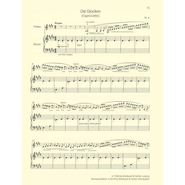 Breitkopf & Härtel Sibelius 4 Stücke Violine