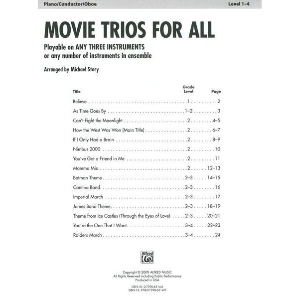 Alfred Music Publishing Movie Trios For All Piano