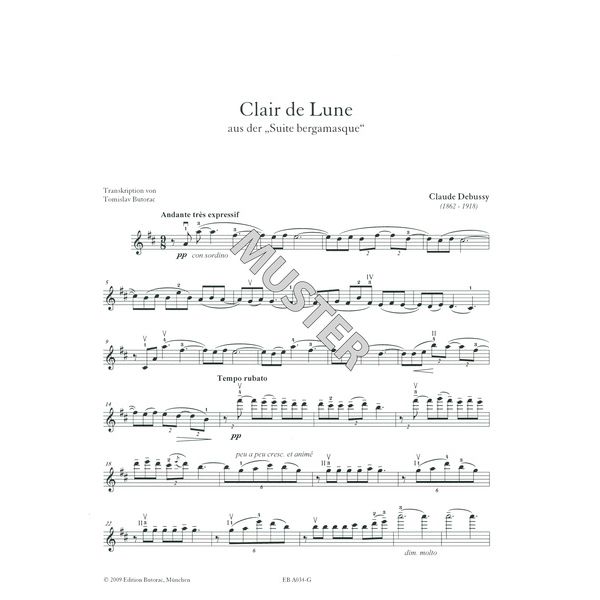 Edition Butorac Debussy Clair de Lune Violin