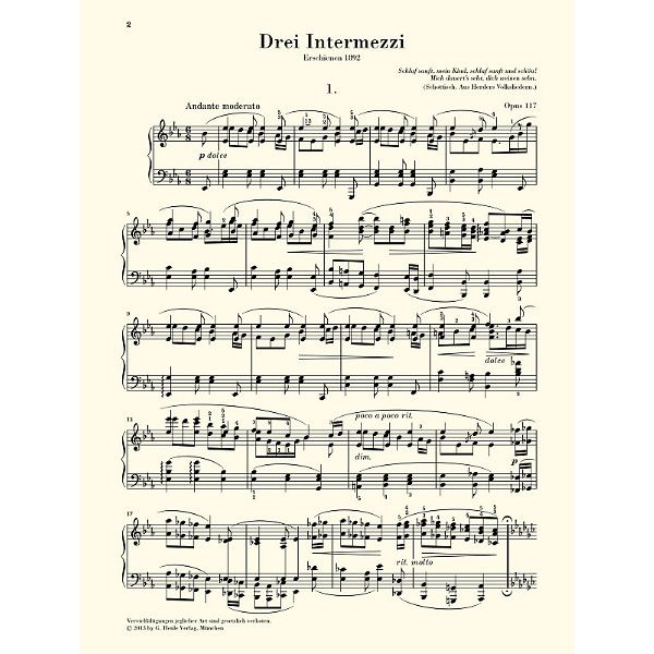 Henle Verlag Brahms 3 Intermezzi Klavier