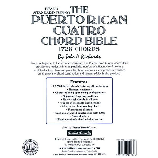 Cabot Books Publishing Puerto Rican Cuatro Chord Bibl