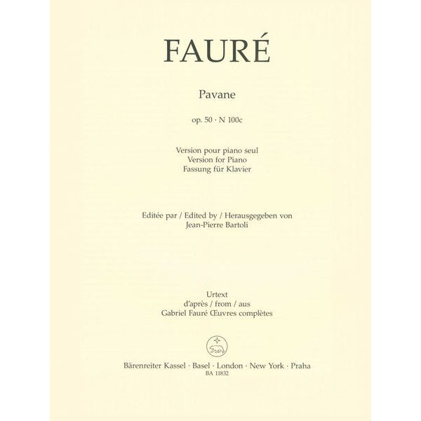 Bärenreiter Fauré Pavane Piano