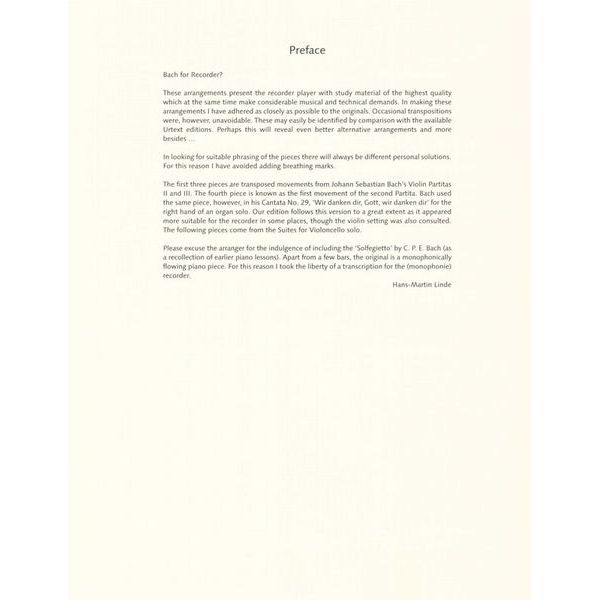 Schott Bach for Alt-Blockflöte