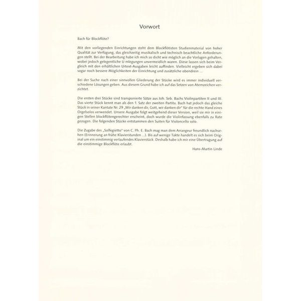 Schott Bach for Alt-Blockflöte