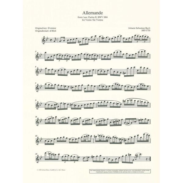 Schott Bach for Alt-Blockflöte