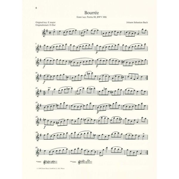 Schott Bach for Alt-Blockflöte