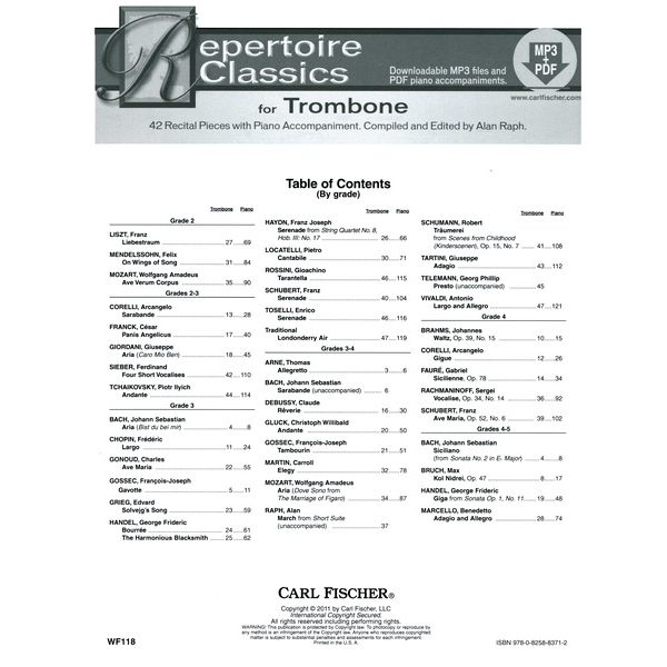 Carl Fischer Repertoire Classics Trombone