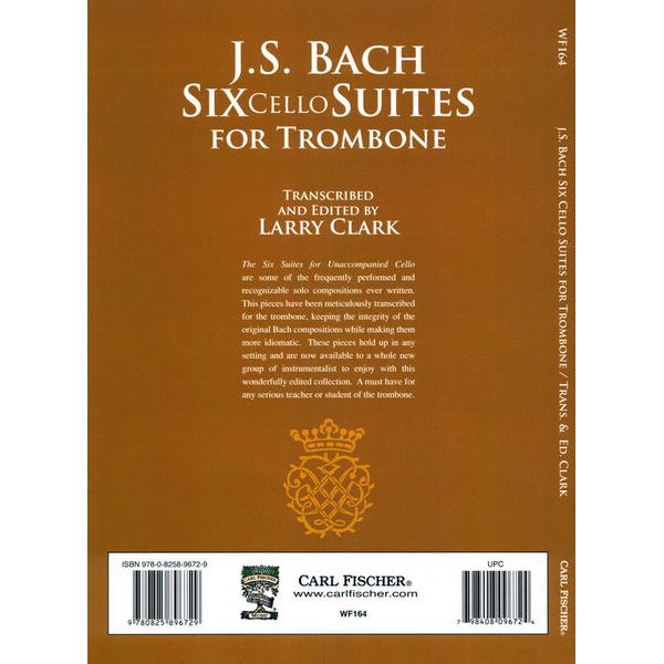 Carl Fischer Bach 6 Suiten Trombone