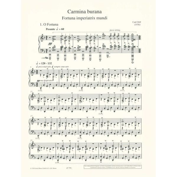 Schott Orff Carmina Burana Piano