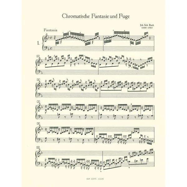 Edition Peters Bach Chromatische Fantasie
