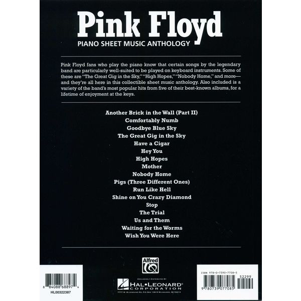 Hal Leonard Pink Floyd Anthology Piano