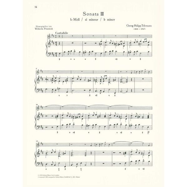 Schott Telemann 6 Sonaten Violine