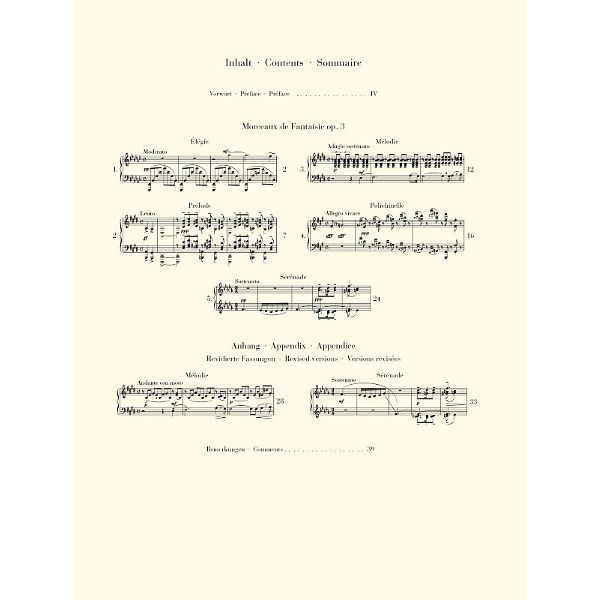Henle Verlag Rachmaninow Morceaux opus 3