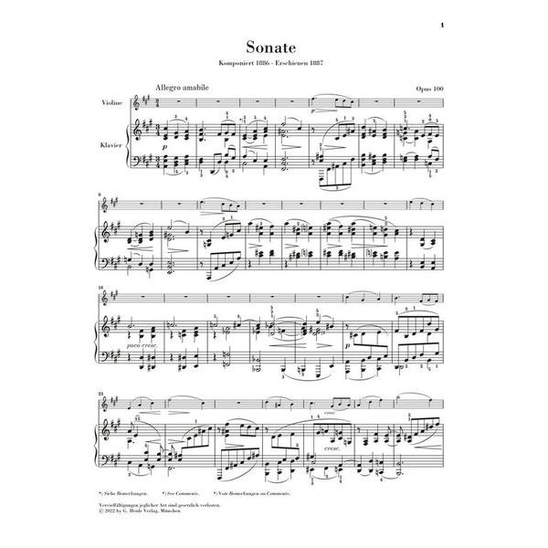 Henle Verlag Brahms Violinsonate A-Dur