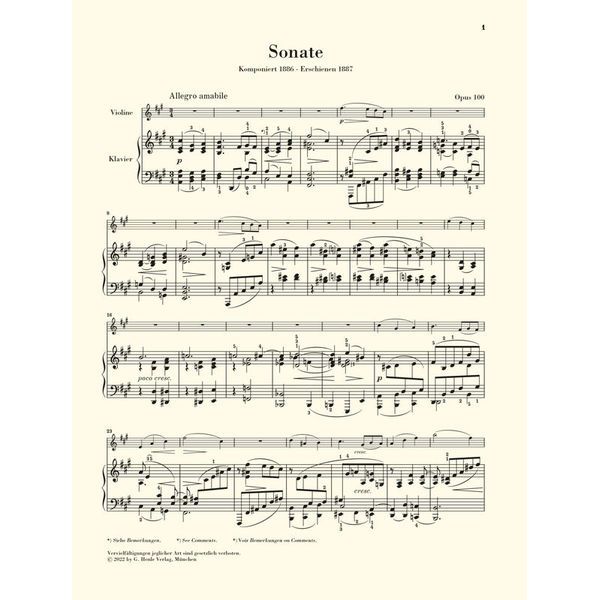 Henle Verlag Brahms Violinsonate A-Dur