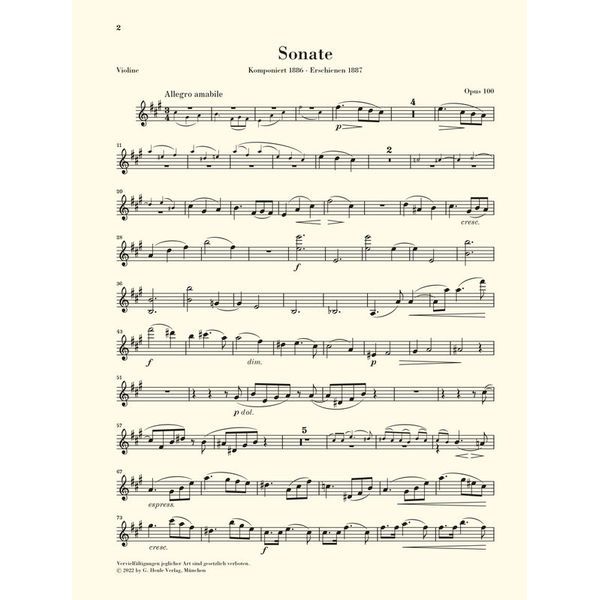 Henle Verlag Brahms Violinsonate A-Dur