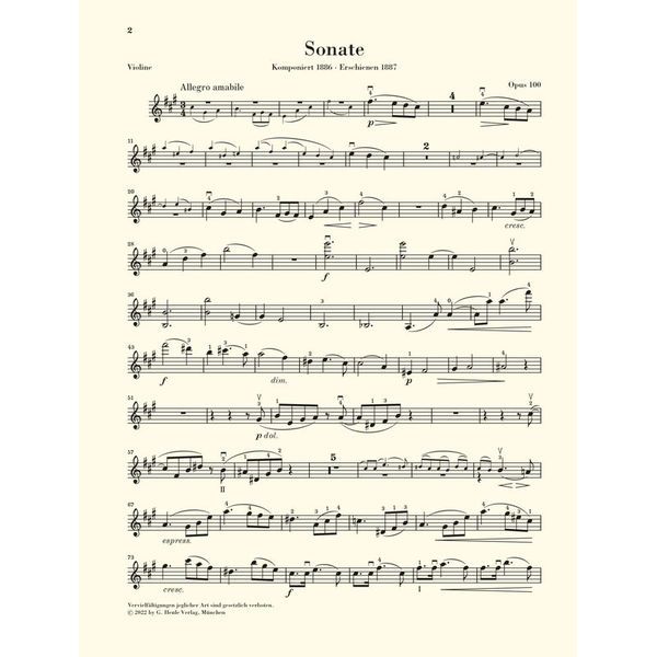 Henle Verlag Brahms Violinsonate A-Dur