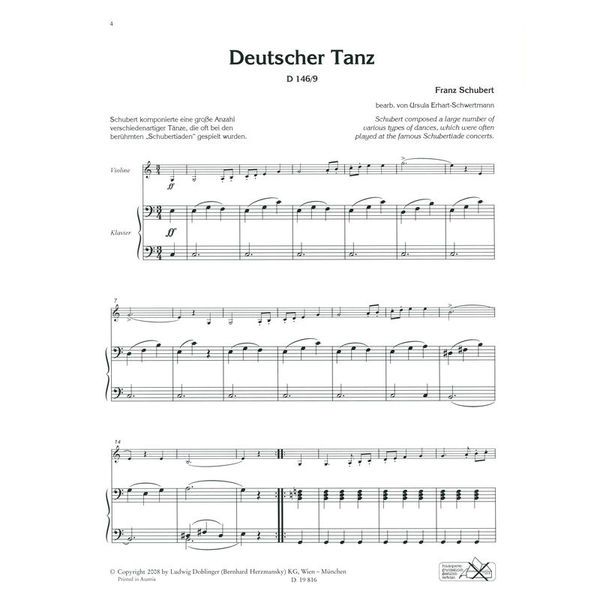 Doblinger Musikverlag Schubert Violin und Klavier