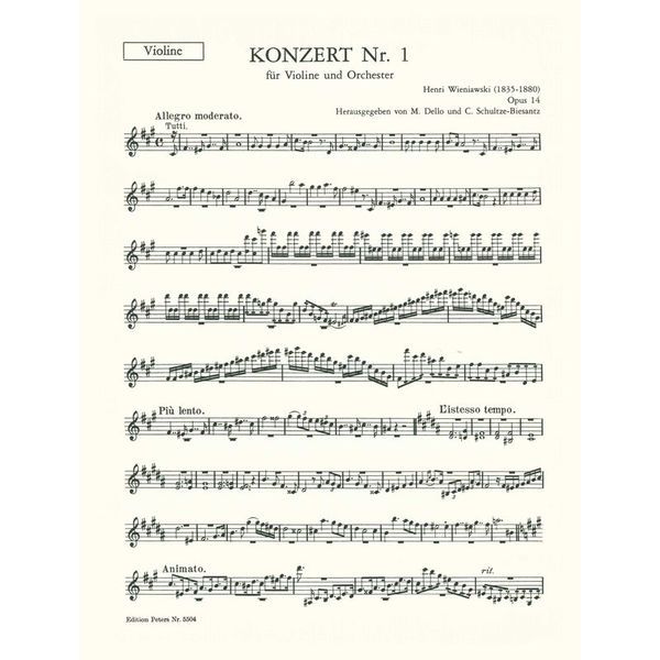 Edition Peters Wieniawski Violinkonzert Nr. 1