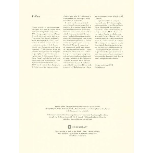 Henle Verlag Haydn Trompetenkonzert Es-dur