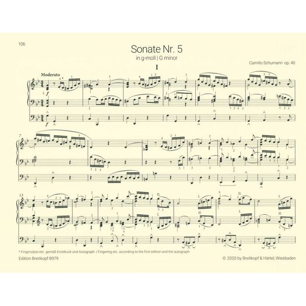 Breitkopf & Härtel C. Schumann Orgelsonaten