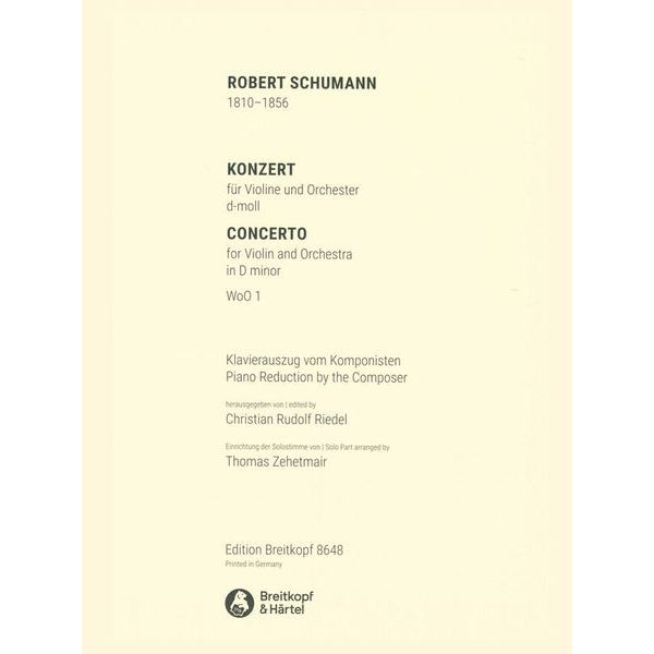 Breitkopf & Härtel Schumann Violinkonzert d-moll
