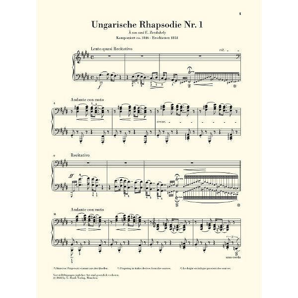 Henle Verlag Liszt Ungarische Rhapsodie 1