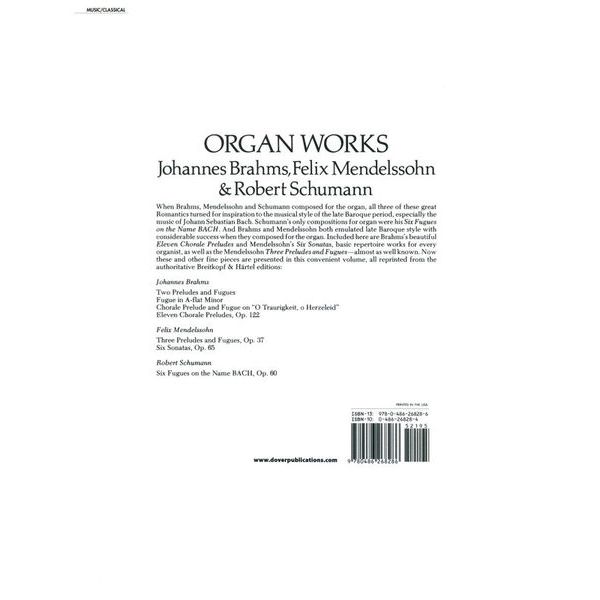 Dover Publications Organ Works Brahms Schumann