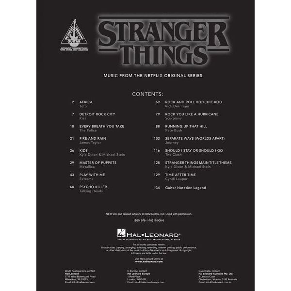 Hal Leonard Stranger Things Guitar
