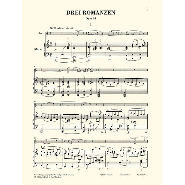 Henle Verlag Schumann Romanzen Oboe