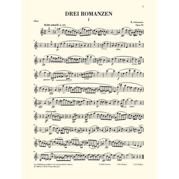Henle Verlag Schumann Romanzen Oboe