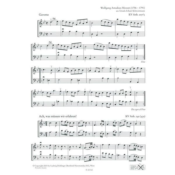 Doblinger Musikverlag Mozart für Violine und Cello