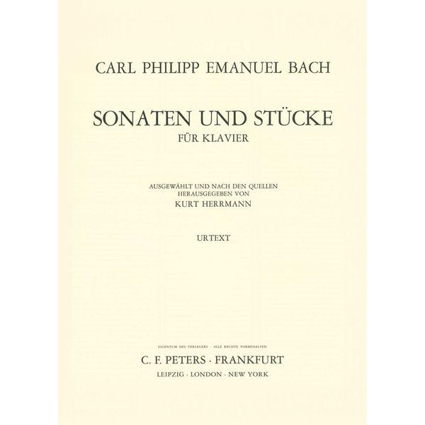Edition Peters C.Ph.E.Bach Sonaten und Stücke