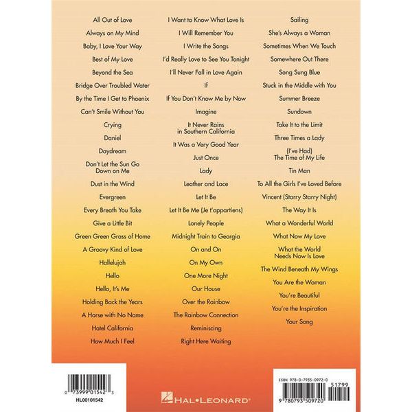 Hal Leonard Best Easy Listening Songs Ever