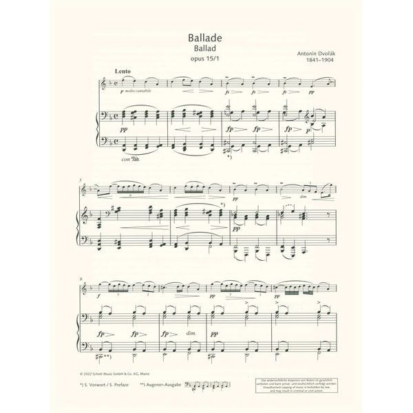 Schott Dvorak Ballade Notturno Violin