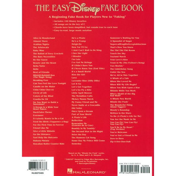 Hal Leonard The Easy Disney Fake Book