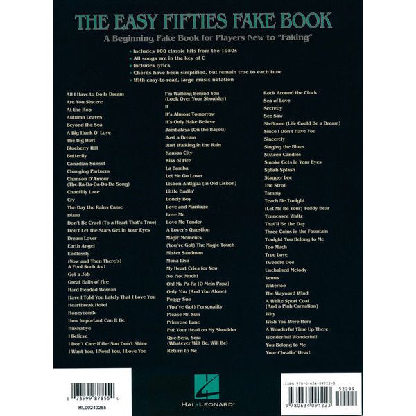 Hal Leonard The Easy Fifties Fake Book