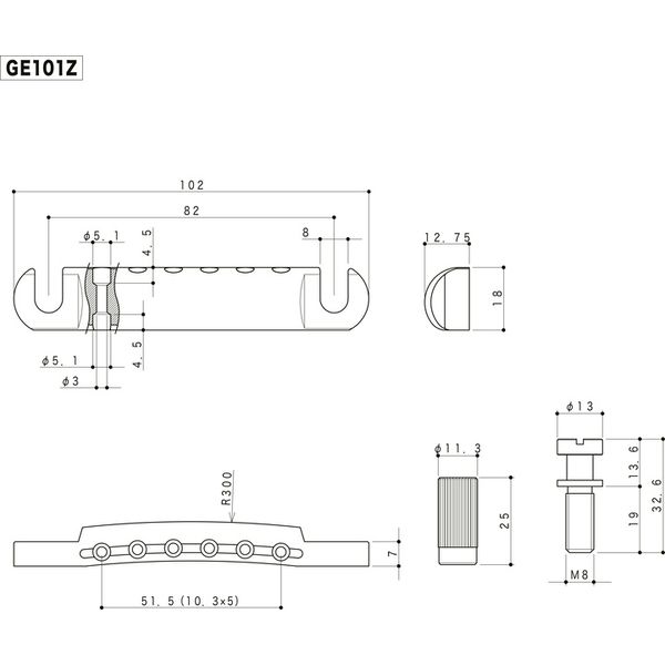 Gotoh GE101Z Stop Tailpiece N