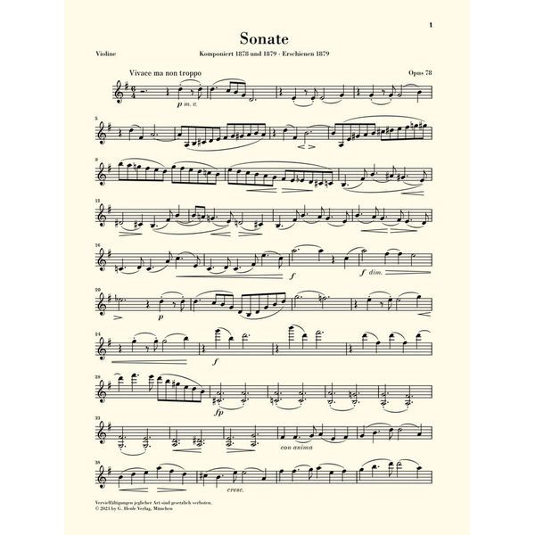 Henle Verlag Brahms Violinsonate G-Dur