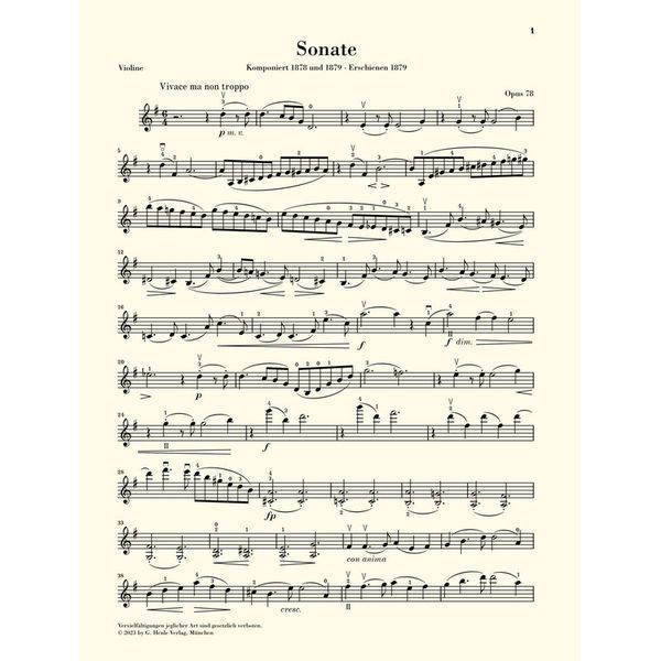 Henle Verlag Brahms Violinsonate G-Dur