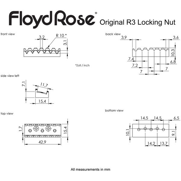 Floyd Rose Locking Nut R3 Black