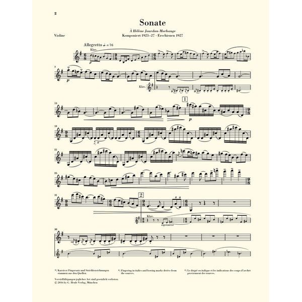 Henle Verlag Ravel Violinsonate G-Dur