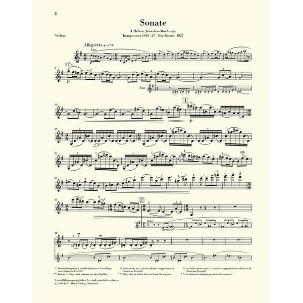 Henle Verlag Ravel Violinsonate G-Dur