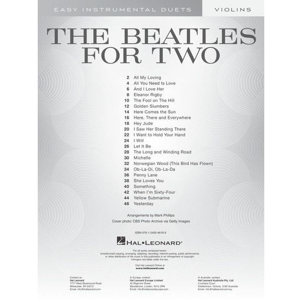 Hal Leonard The Beatles For Two Violins