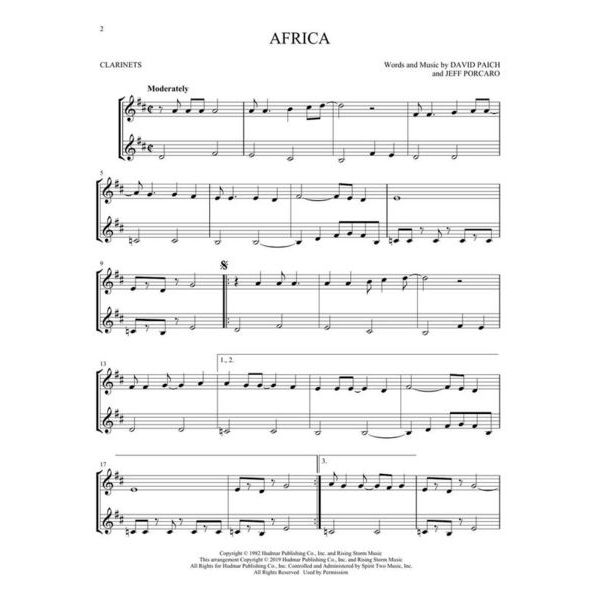 Hal Leonard Pop Classics For Two Clarinets